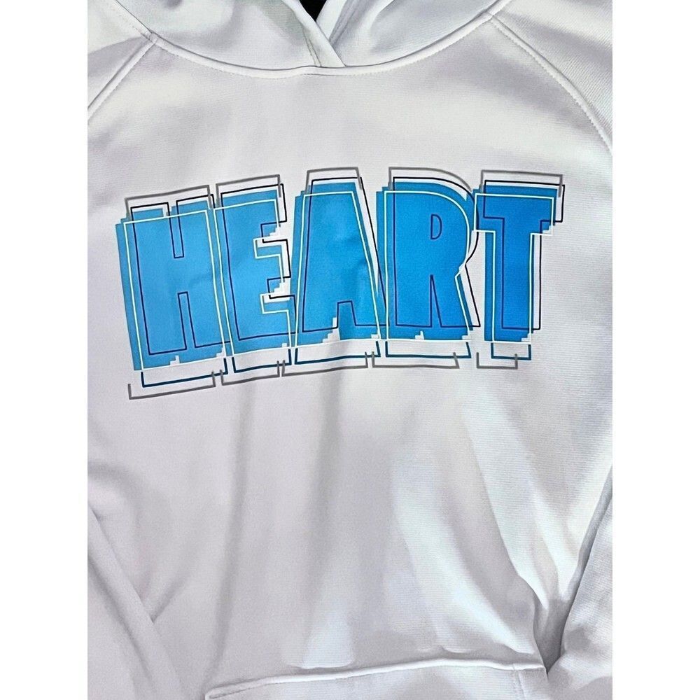 Under Armour Hoodie White Heart Pullover Girls Size Medium - Picture 3 of 6